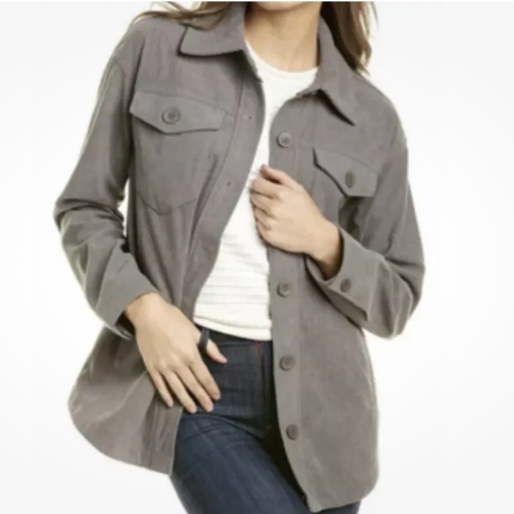 AVEC LES FILLES WOMEN’S CORDUROY OVERSIZED SHACKET SHIRT JACKET-SIZE XS-GRAY